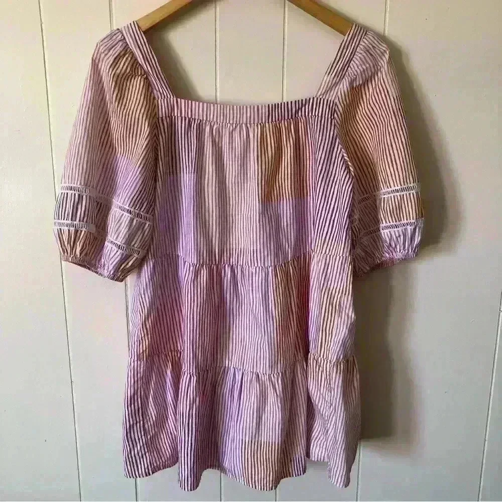 Anthropology Maeve Gable Tiered Striped Cotton Top Blouse Tunic Size XS